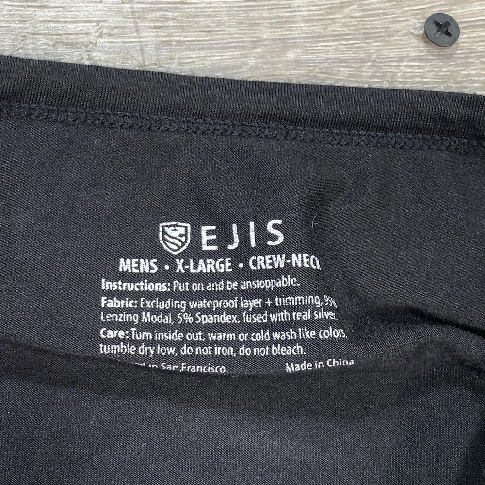 EJIS Shirt Mens‎ XL Black Crew Neck Sweat Proof Undershirt Lenzing Modal Silver